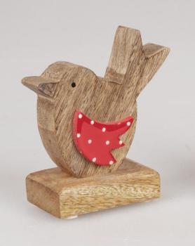 Vogel-Figur auf Holzsockel 13 cm